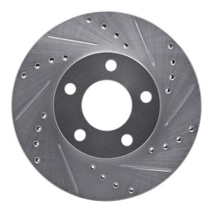 Ford Mustang Brake Rotor (1) - Front Right - R1 Concepts - Drilled & Slotted - Silver - `94-`04